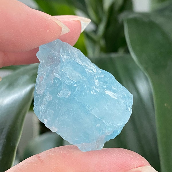 Rough Aquamarine (1”- 1.5") Raw Tumbled Stones - 1 Piece High Quality Unpolished Crystal Gemstone  Throat Chakra Communication Reduce Stress