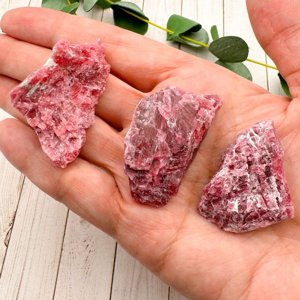 Rhodonite Raw Rough (1" - 2") - 1 High Quality Rare Unpolished Healing Rose Pink Crystal Gemstone - Self-Love Confidence Stress Relief