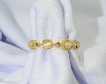 18K Gold Plated Moonstone Ring Resizable and Tarnish-Free