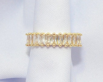 14K Gold-Plated Resizable Eternity Ring Tarnish-Free