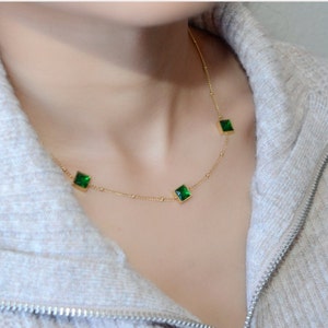 Emerald Necklace - 18K Gold-Plated and Tarnish-Free
