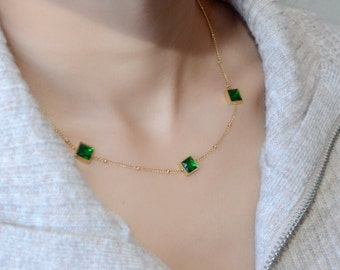 Emerald Necklace - 18K Gold-Plated and Tarnish-Free