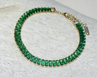 Emerald Tennis Bracelet- 18K Gold-Plated and Tarnish-Free