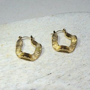 18K Gold-Plated Wavy Hoop Earrings Tarnish-Free