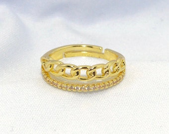 18K Gold-Plated Double Resizable Ring Tarnish-Free