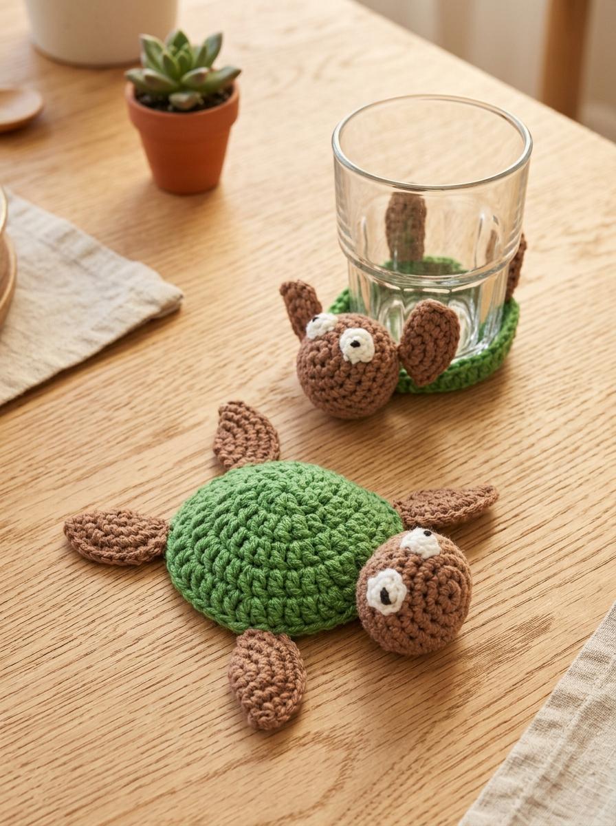 16 Turtle Coaster Crochet Patterns for Cute, Giftable Table Decor 3 Crochet Turtle Coaster