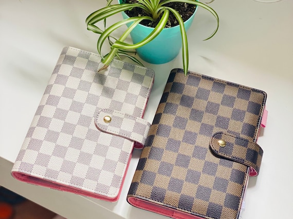 Checkered Leather Mini A7 Binder (RED)