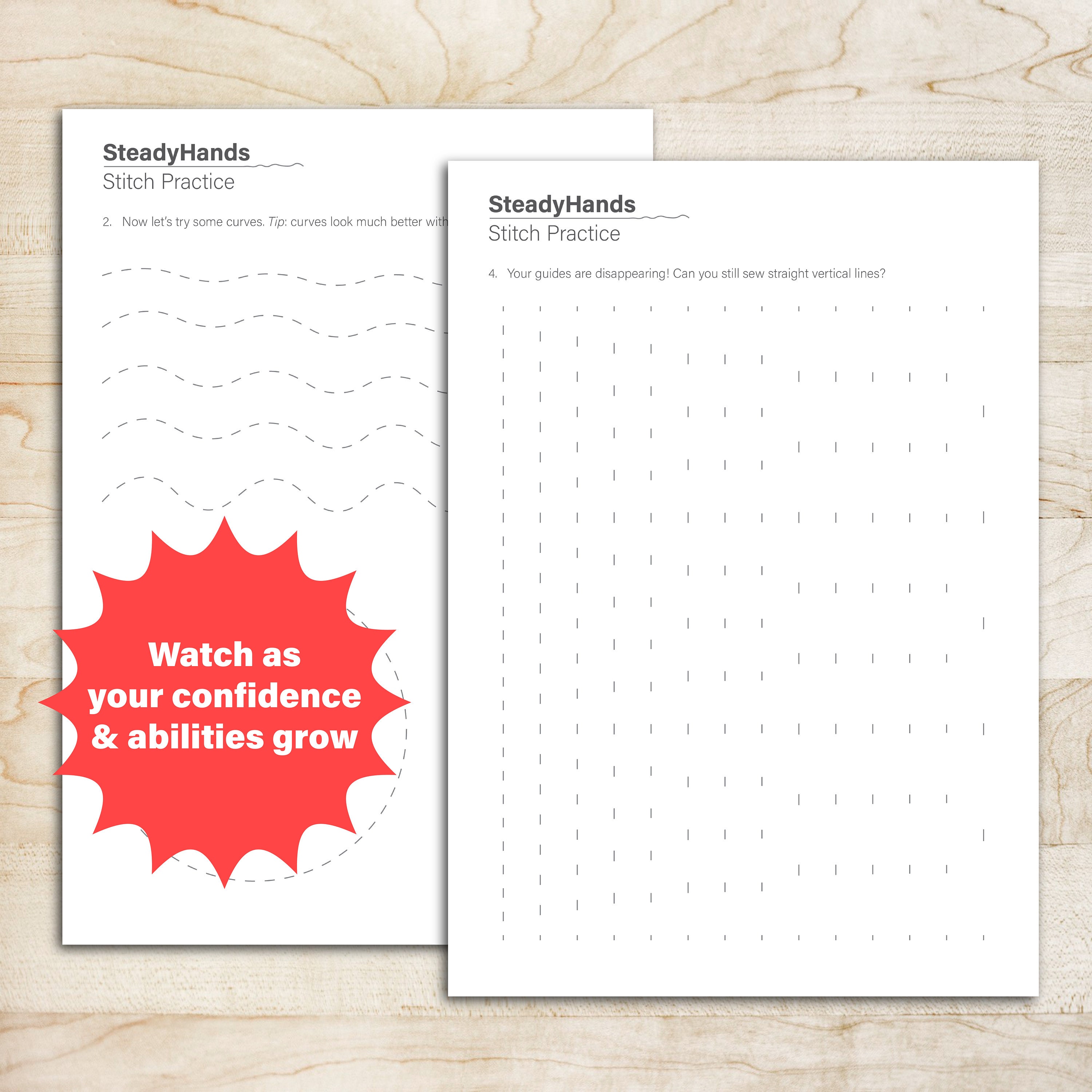 Sewing Practice Worksheets, Beginner Stitching (PDF Pattern) - Etsy