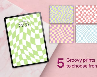 Papel de parede xadrez bacana para iPad, papel de parede estético, feminino, download instantâneo, papel de parede fofo para iPad, papel de parede para iPad Pro