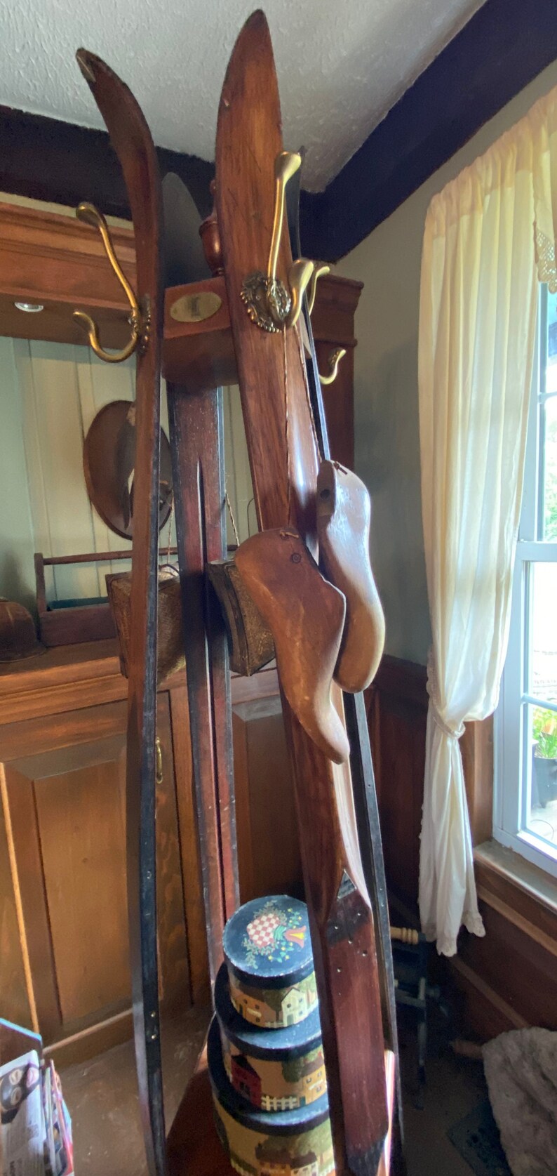 Antique Skis Coat Rack Etsy