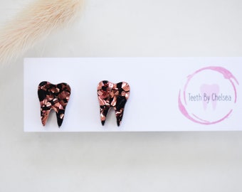 Rose Gold Fusion - Tooth Earrings