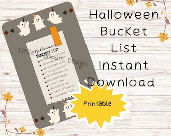Halloween Bucket List Printable for Kids, Halloween Bucket List PDF for Family Memories, Halloween PDF