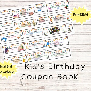Kid's Birthday Coupon Printable, Children's Birthday Activity Voucher ...