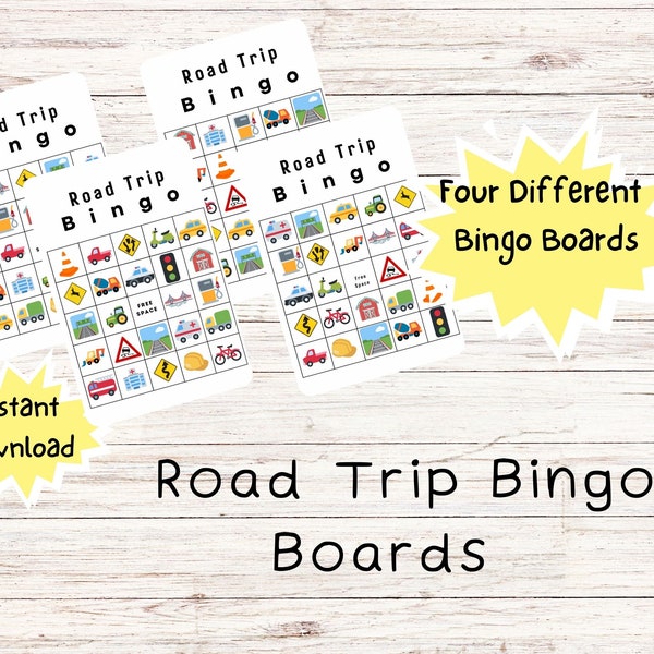 Road Trip Bingo Instant Download, Paper Car Game Printable, PDF Bingo for Long Drives