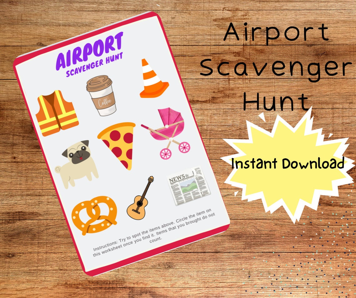 Airport Scavenger Hunt Instant Download, Printable Scavenger Hunt for ...
