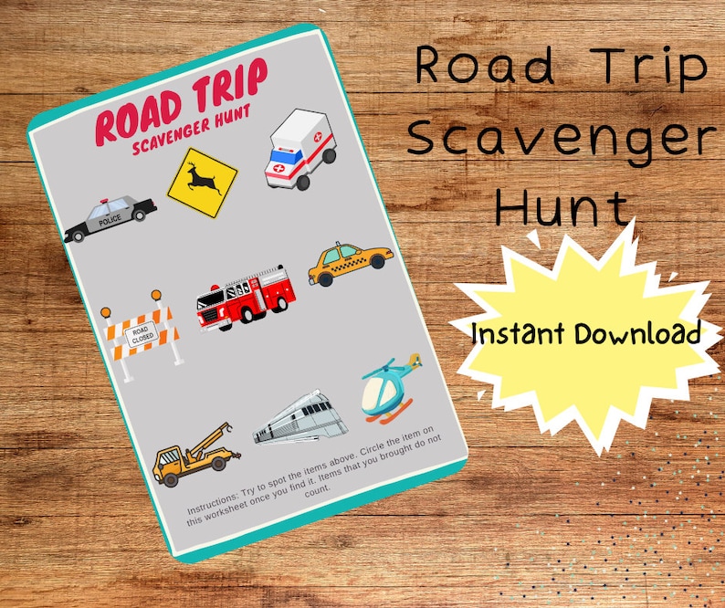 Road Trip Printable Game, Instant Download Car Game, PDF Travel Fun - Etsy