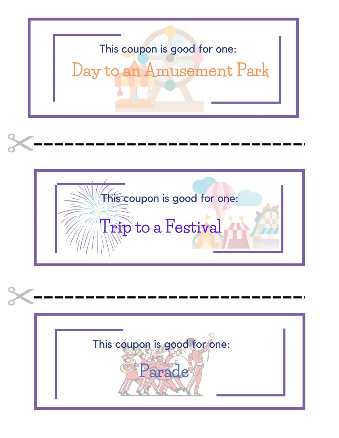 Printable Summer Activity Coupons for Kids Summer Voucher - Etsy