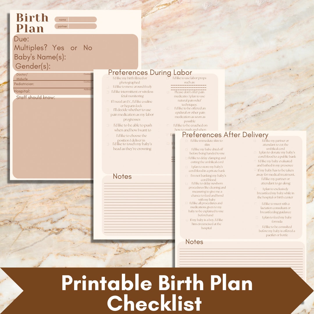 Printable Birth Plan Checklist Digital Birth Plan Checklist - Etsy