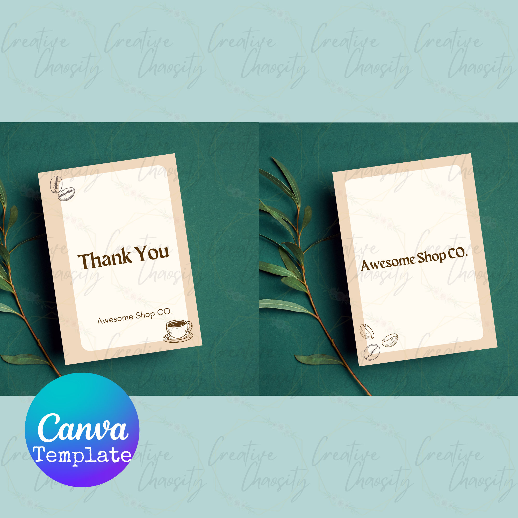 Druckbare Dankeskarten Business Canva Vorlage | Dankeskarten für kleine Unternehmen | Vielen Dank für deinen Einkauf | Bearbeitbare Dankeskarte