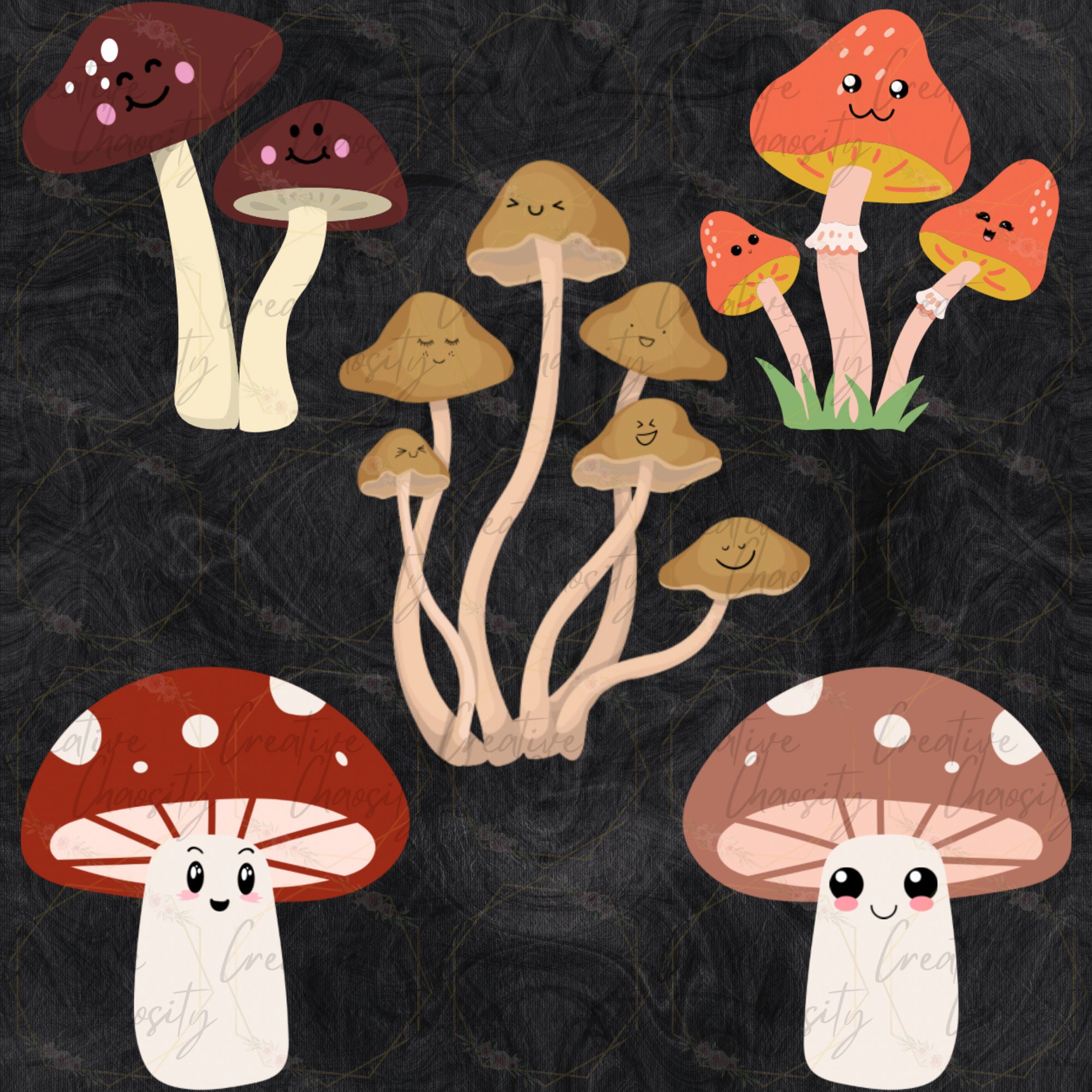 15 Cute Mushrooms SVG PNG JPG Pdf Bundlemushrooms Etsy