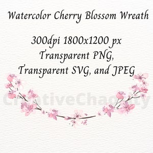 Kirschblüten-Kranz | Kirschblüten Halbkranz | Kirschblüten Kranz Clipart | Botanische Grafik