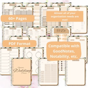 Digital WEDDING Planner Journal | Wedding Planner Notebook | Goodnotes, Notability, EverNotes | Ultimate Digital Wedding Planner