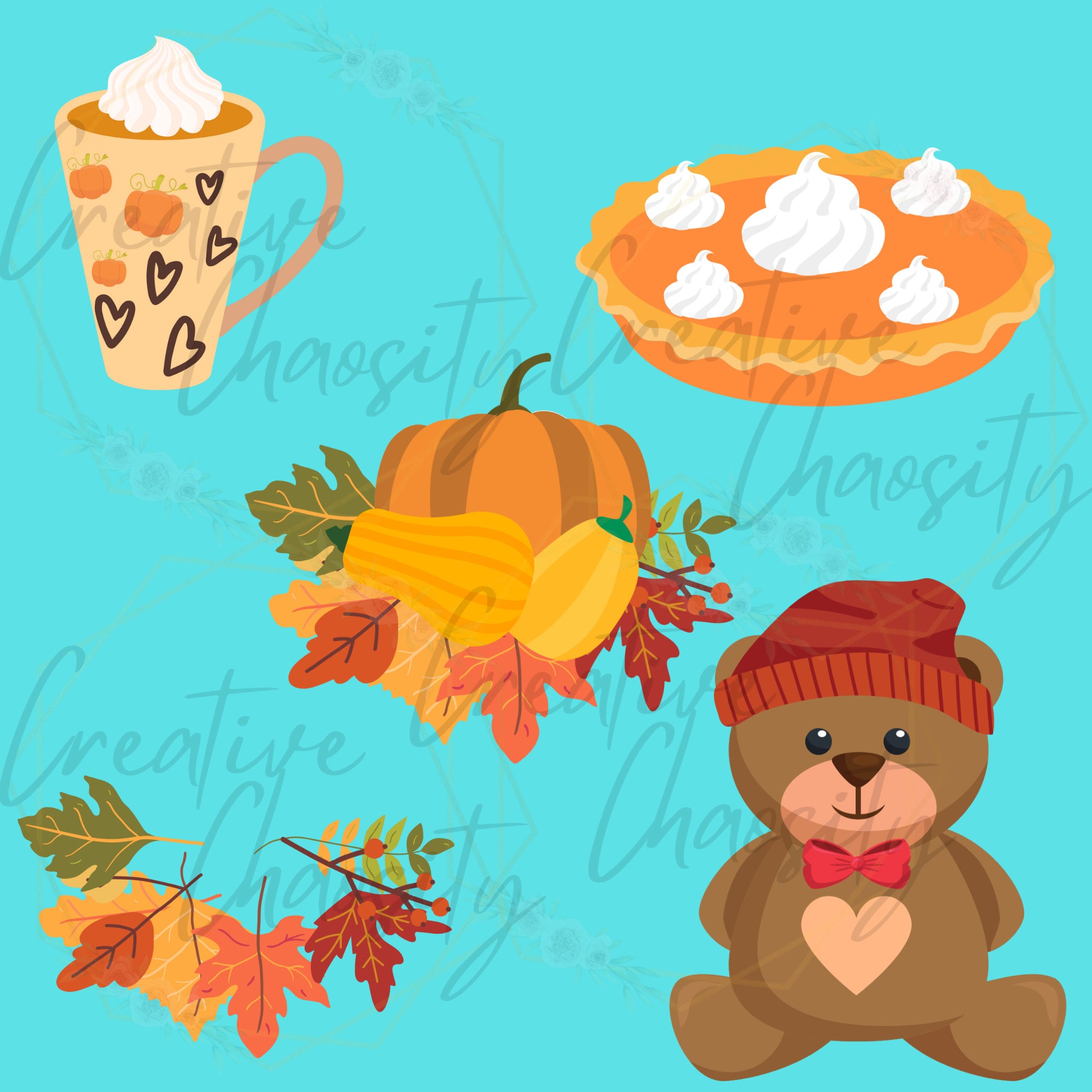 Fall Clipart Bundle Autumn Clipart PNG Transparent PNG Bundle Fall