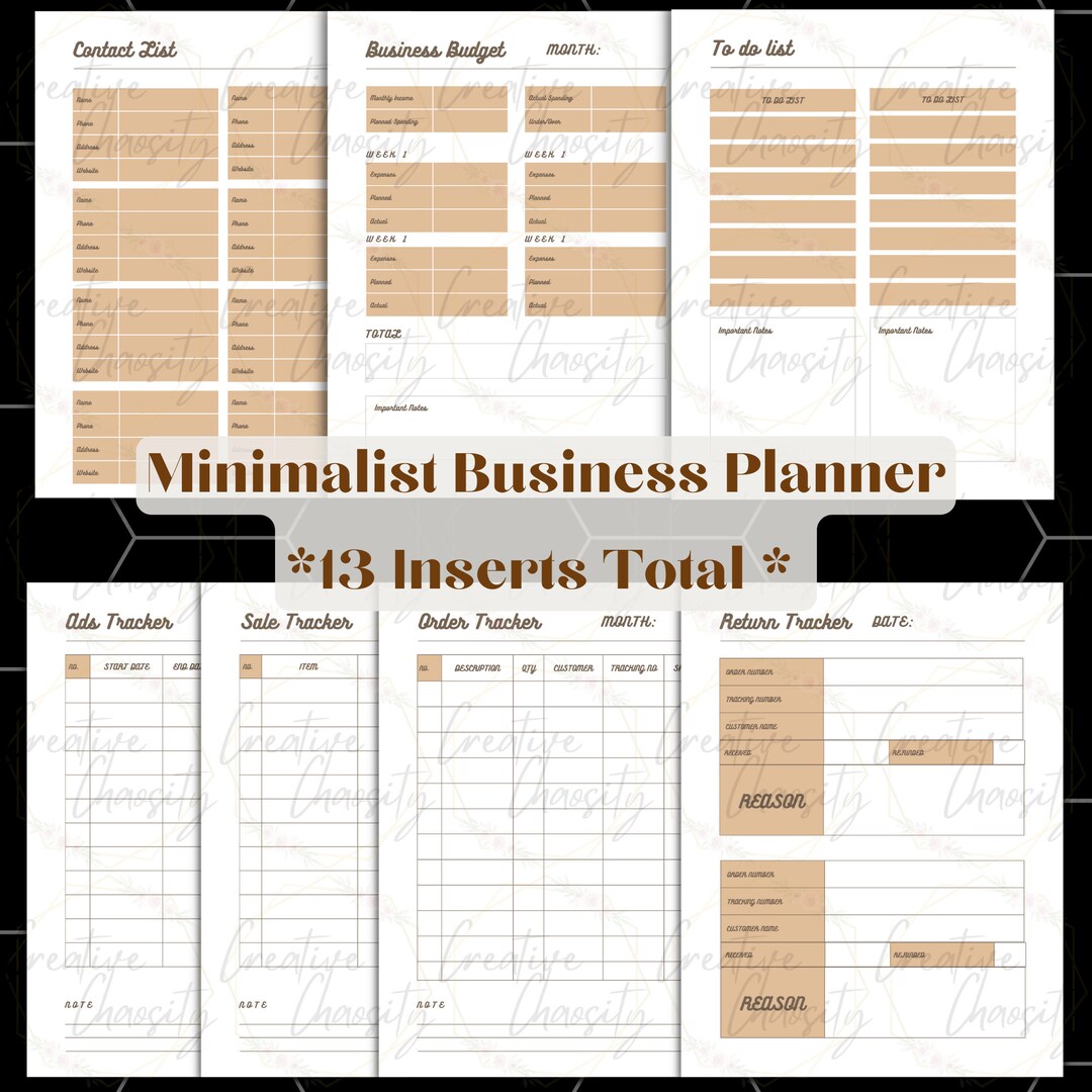 Minimalist Business Planner Pages minimalist Planner Inserts digital