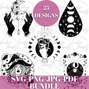 25 Witchy SVG bundle | Magic SVG bundle | Tarot SVG Bundle | magic illustration bundle | svg png jpg pdf | cricut bundle | silhouette bundle