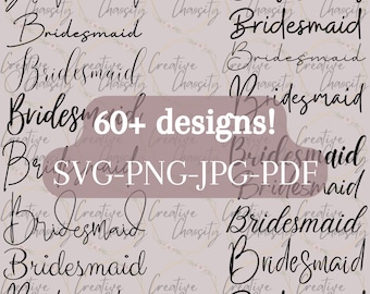 Brautjungfer in 68 verschiedenen Schriftarten | BRIDEJUNGFER ausgefallene Schriftarten | Cricut Silhouette SVG-Dateien | SVG, png, jpg, pdf bundle |Fancy Schriften Clipart