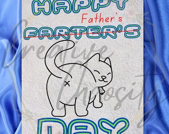 Druckbare lustige Katze Papa Vatertagskarte | Happy &quot;Farter es&quot; Tageskarte mit Katze | lustige Katze Vatertagskarte | druckbare Vatertagskarte