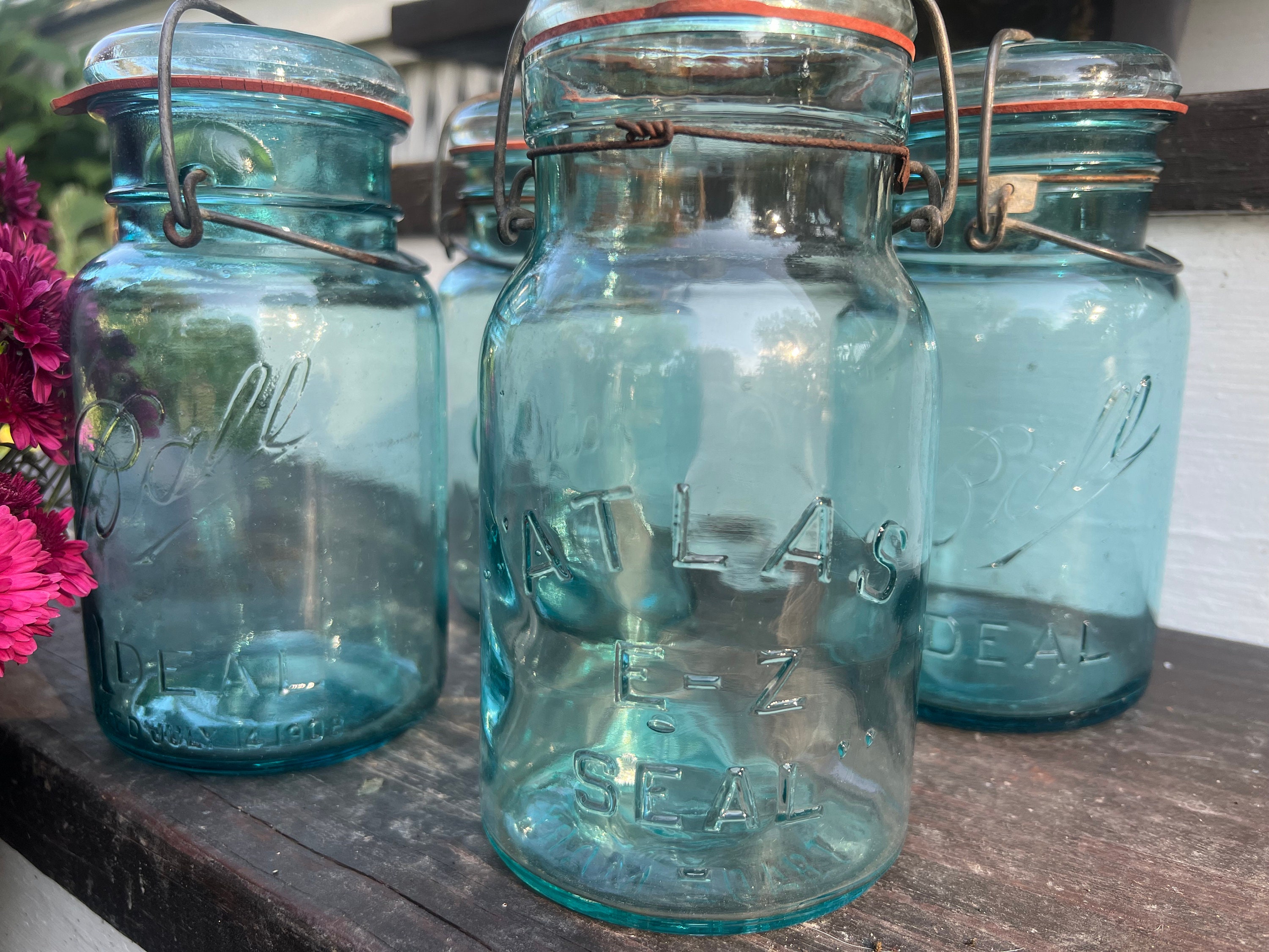Antique Blue Quart Canning Jars With Lids and Seals Etsy