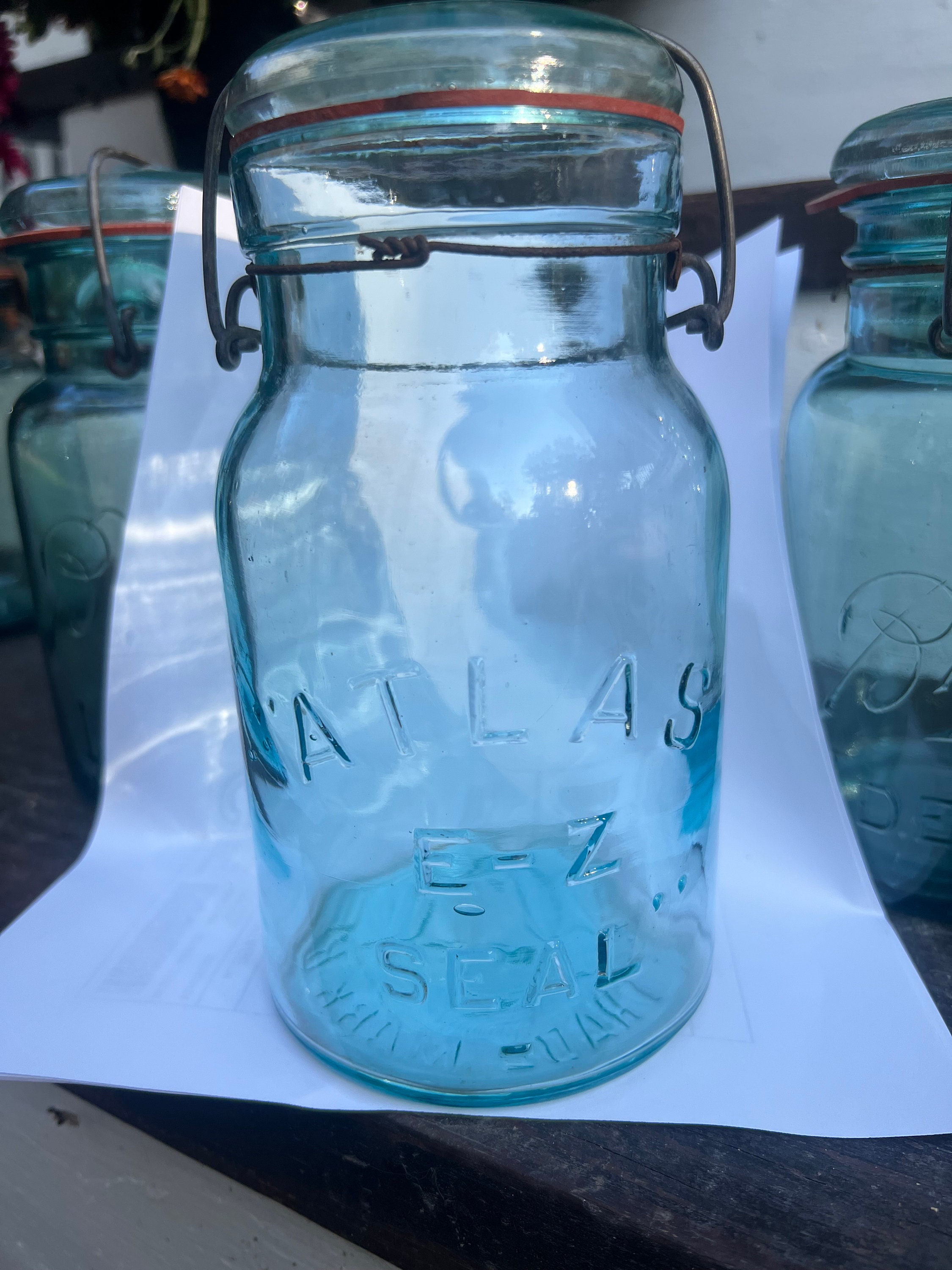 Antique Blue Quart Canning Jars With Lids and Seals Etsy