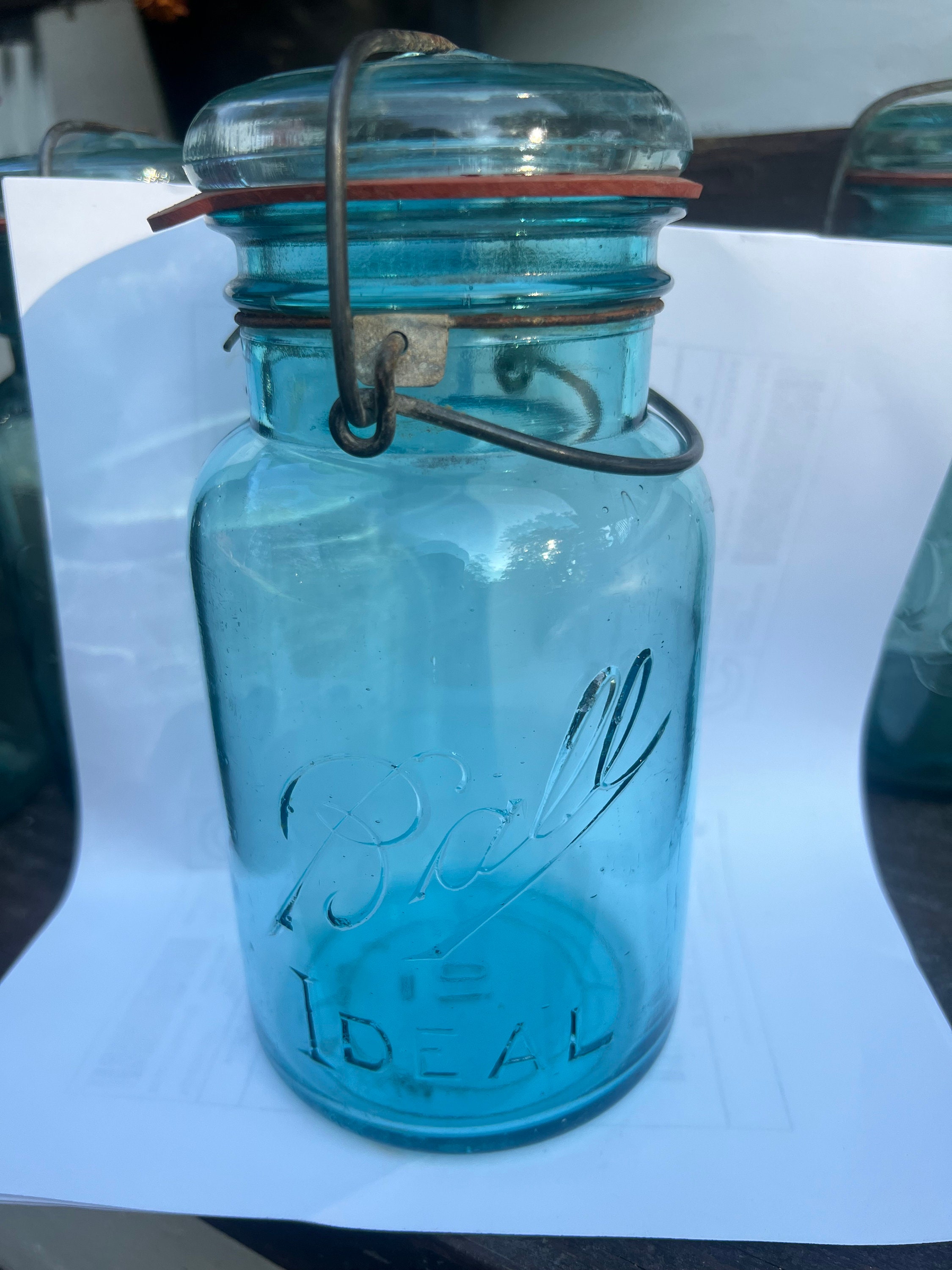 Antique Blue Quart Canning Jars With Lids and Seals Etsy