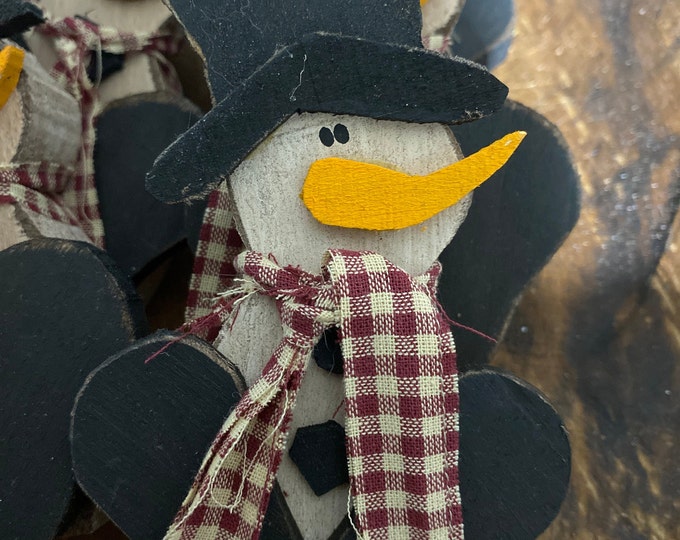 Primitive Snowman Ornaments. Handmade Etsy