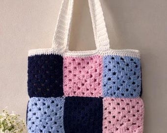 Pastel Patch Crochet Tote