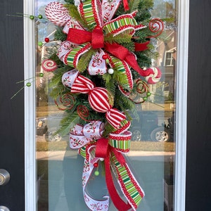 Very popular swag wreath|Christmas swag|Candy cane swag|Front door swag|Best seller swag for indoor or outdoor wreath|Christmas wreath
