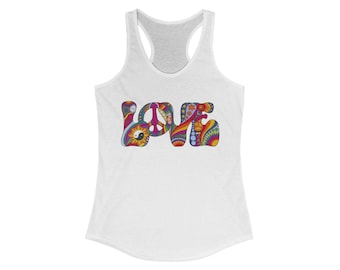 Psychedelic Love Racerback Tank Top: Women's Slim Fit