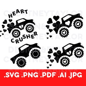 Valentine Monster Truck SVG, Junge Valentine SVG, Herz Crusher SVG, Valentines Tag SVG, Monster Truck