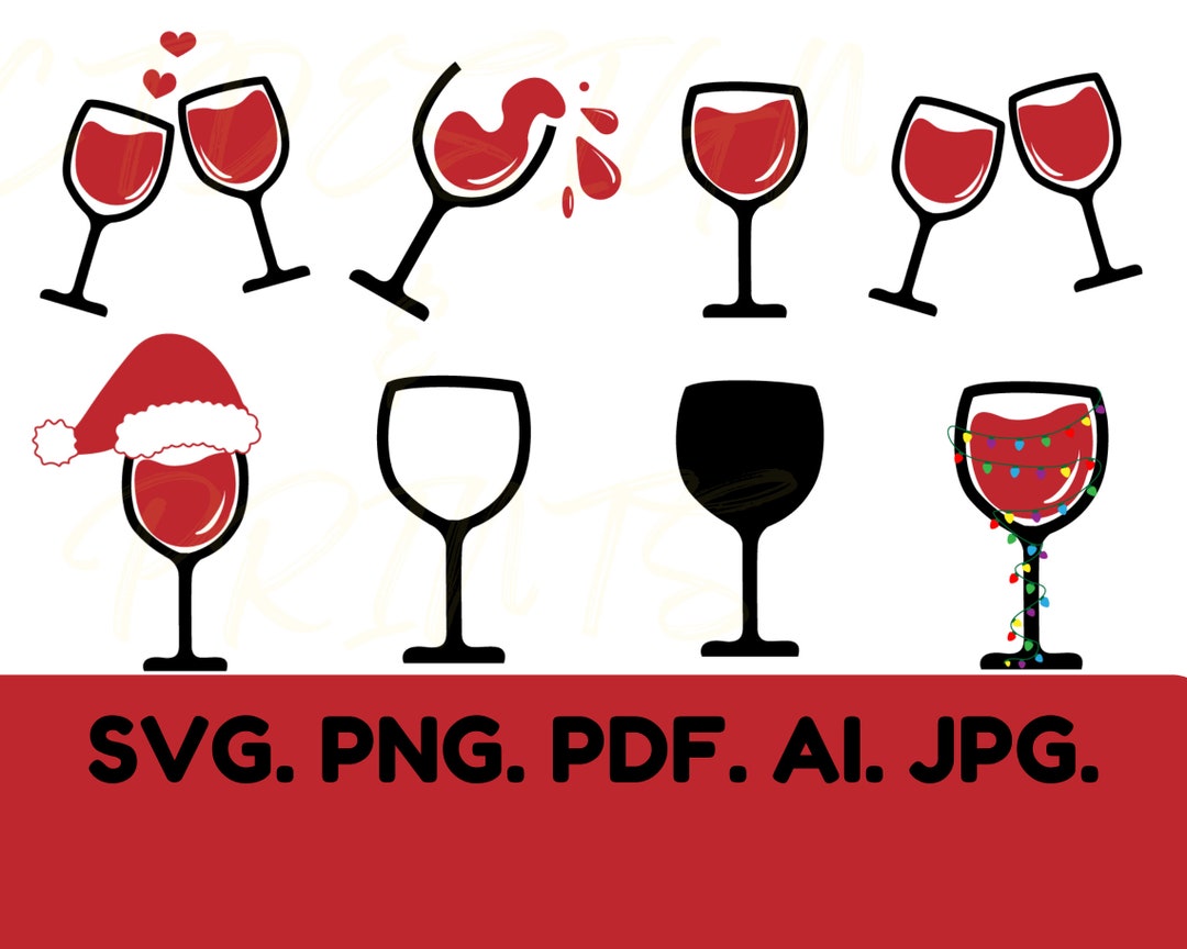 Christmas Wine Glass SVG Bundle: Wine Lover Clipart (digital Download ...