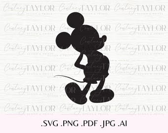 Vintage Mickey Mouse Silhouette SVG, PNG, PDF (Digital Download)