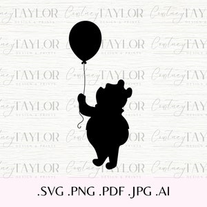 Winnie l'ourson Svg, Clipart Winnie l'ourson, Winnie l'ourson Png, Silhouette de Winnie l'ourson