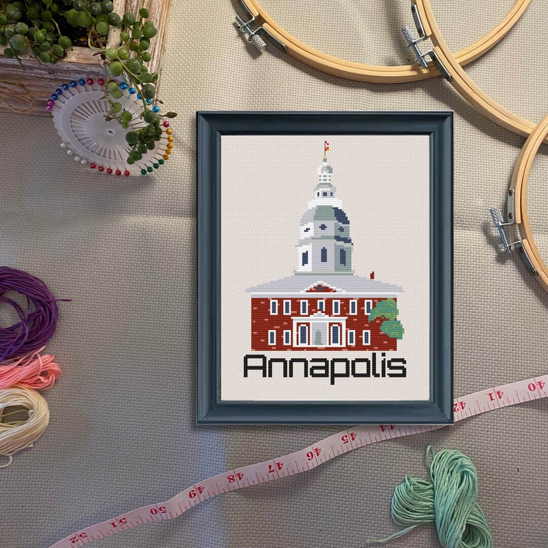 Annapolis Cross Stitch Pattern, State Capitol Building, Maryland, PDF