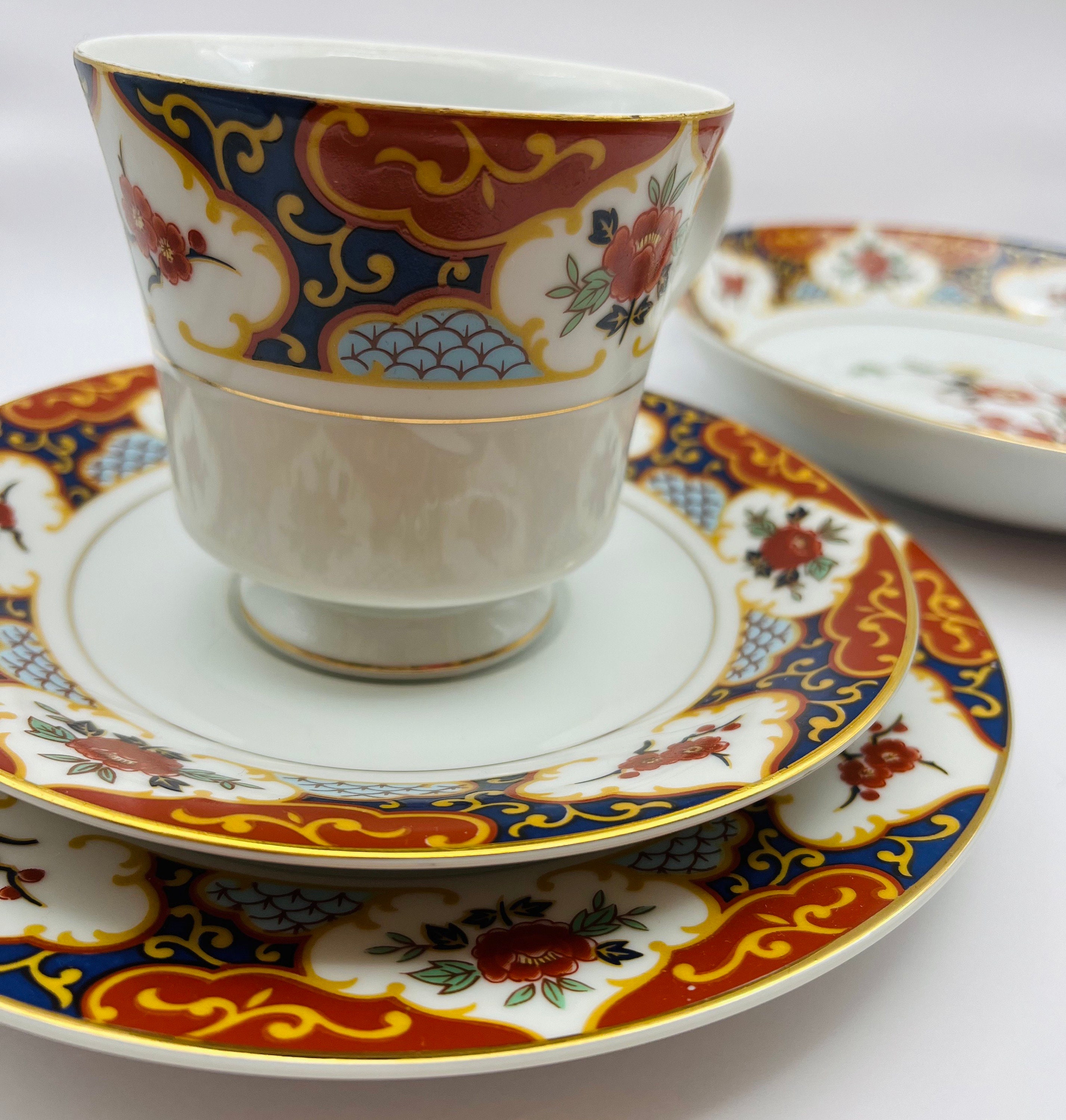 Japanese Dinnerware Set for 1 Porcelain Tea Cup and Saucer Etsy