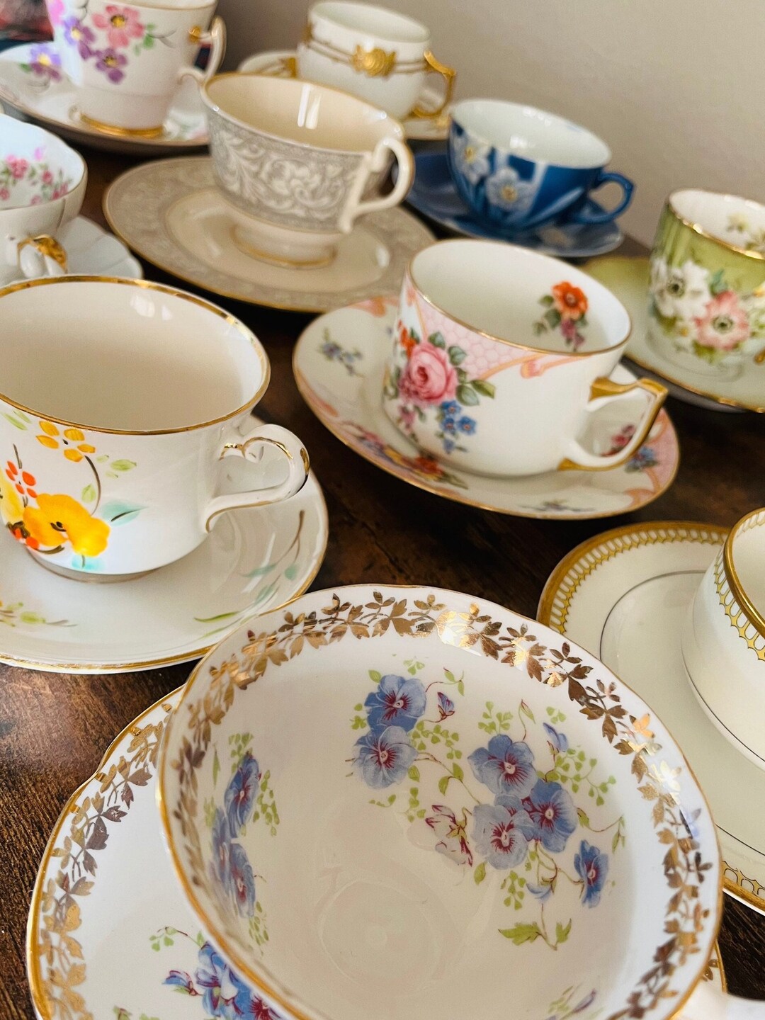 Mystery Tea Cup and Saucer Set Mismatched Tea Cups Porcelain Teacups