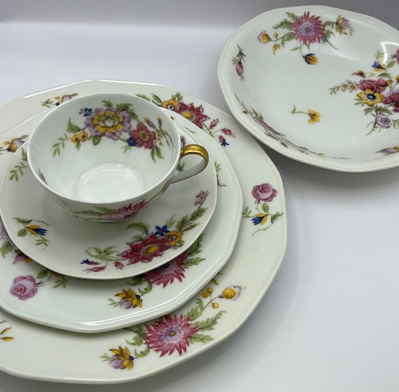 Vintage Limoges Floral Porcelain Dinner Plate, Haviland  Haviland FR Limoges Dinner Plate Set: Vintage French Floral Porcelain, Set of 5 main image 1