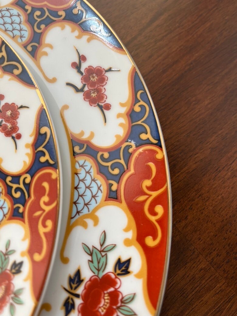 Japanese Dinnerware Set 5 Piece China Dinner and Salad Plates, Bowl, Cup and Saucer Kyoto Imari