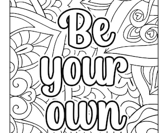 5 Coloring Pages for Self love and Motivation - Printable Inspirational Coloring sheets - Instant Digital Download