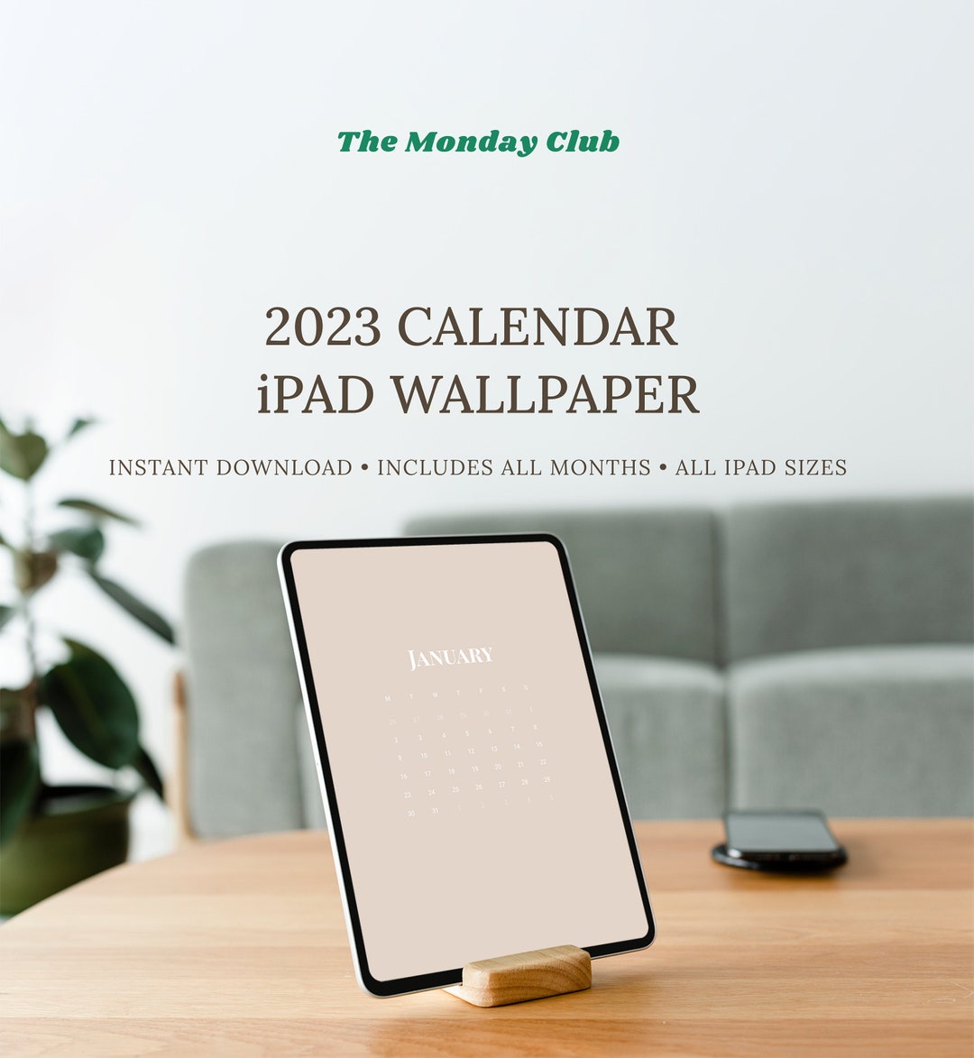 2023 Monthly Calendar iPad Wallpaper Background Minimalist Etsy