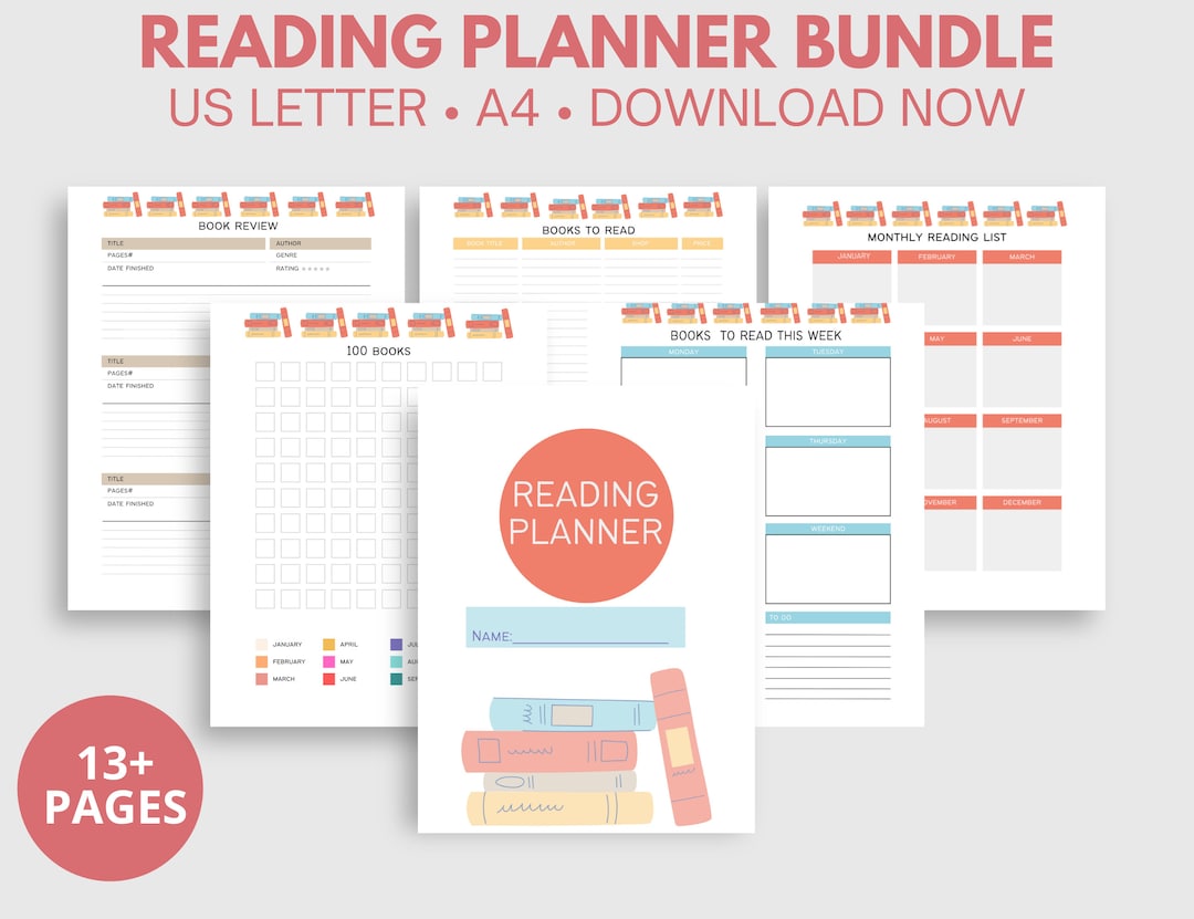 Reading Planner Printable Bundle Download US Letter A4 - Etsy